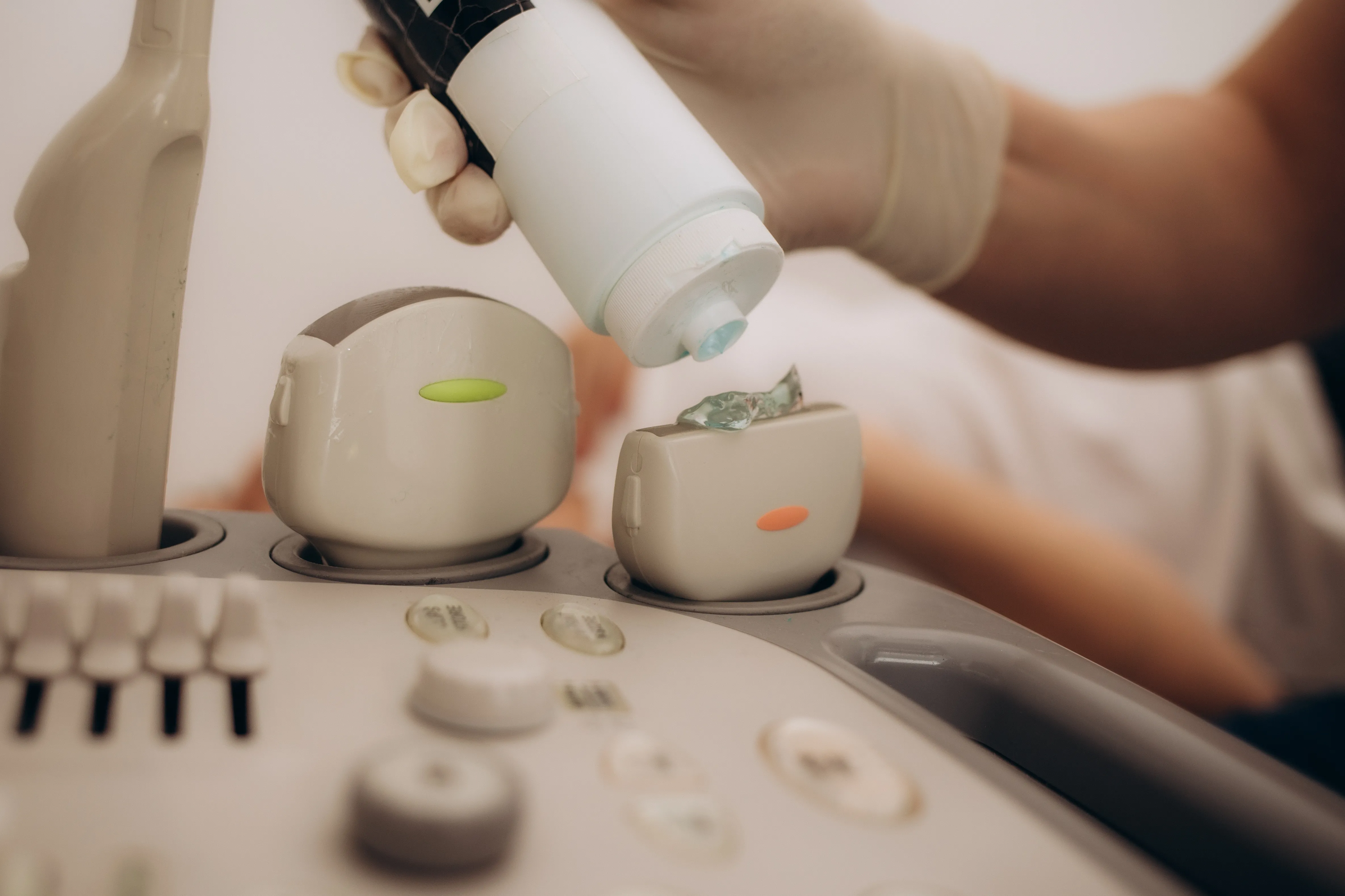 Transdutor de aparelh de ultrasom com gel